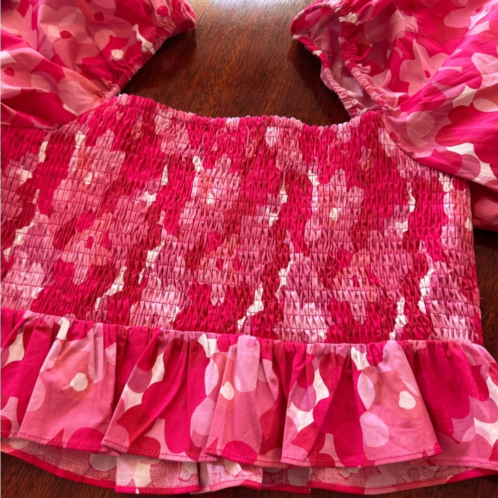 Buddy Love size M ladies Floral Red and Pink Puff Sleeve 2 piece mini skirt&top - Picture 7 of 10